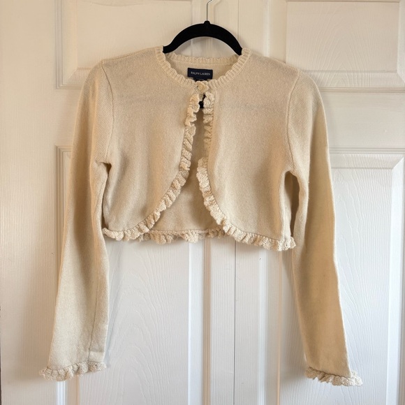Ralph Lauren Other - RALPH LAUREN Flower Girl L 12/14 Ivory Wool Bolero Cardigan Wedding Festive Soft
